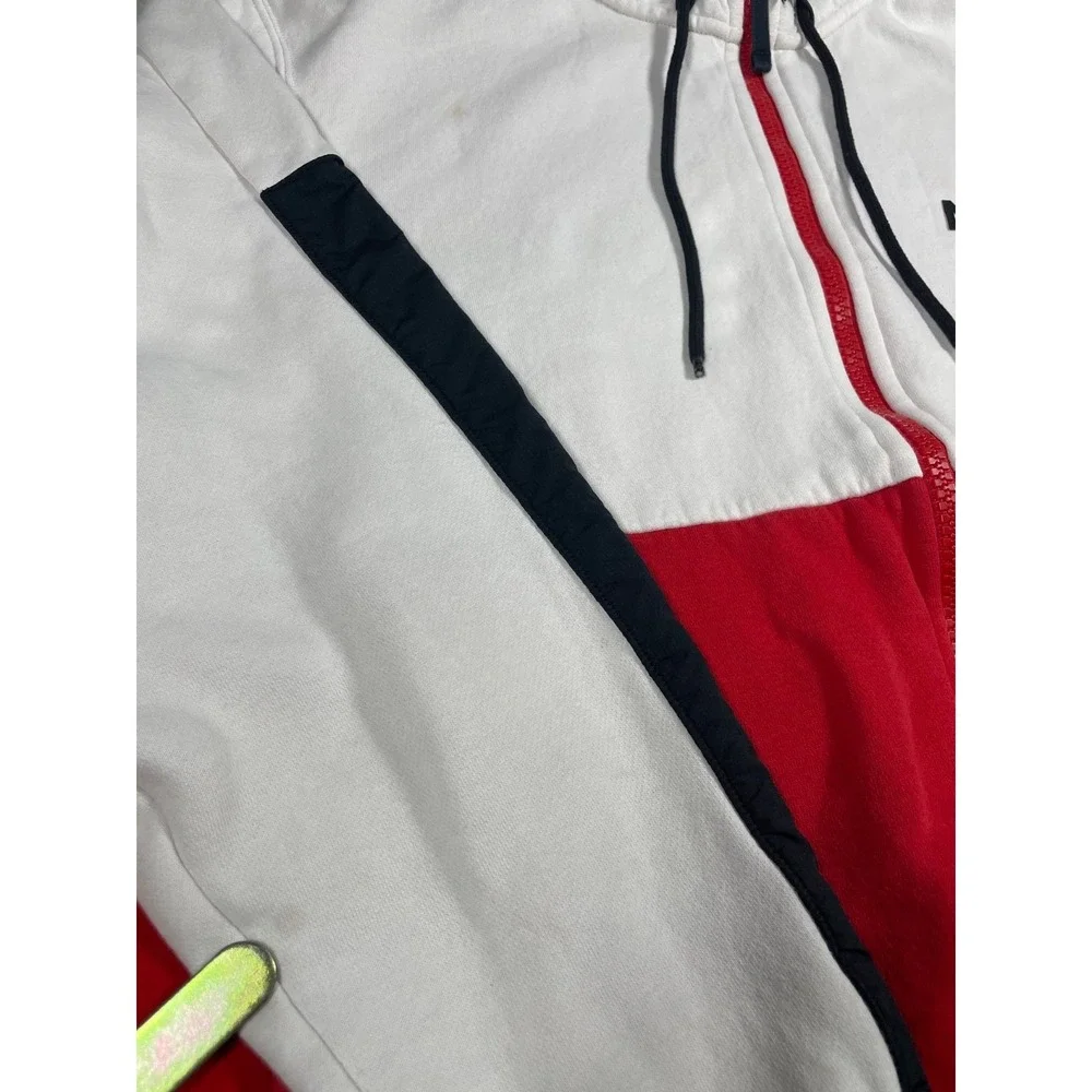 Nike Air Hoodie Men XL Red White Colorblock Full Zip Swoosh Vintage Style